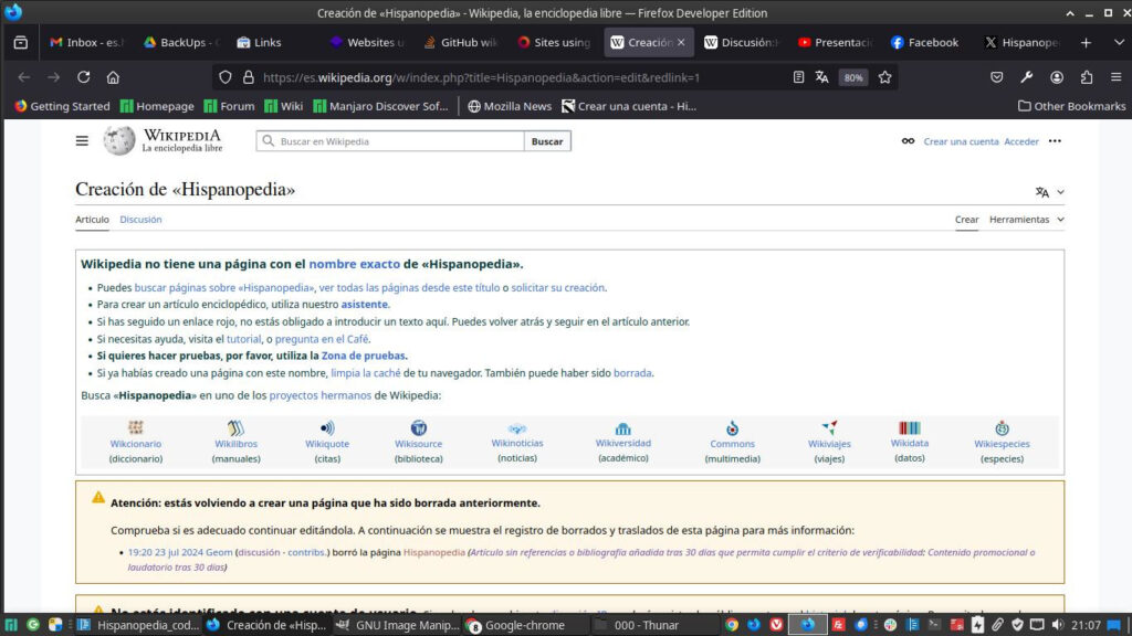 Hispanopedia página borrada Wikipedia